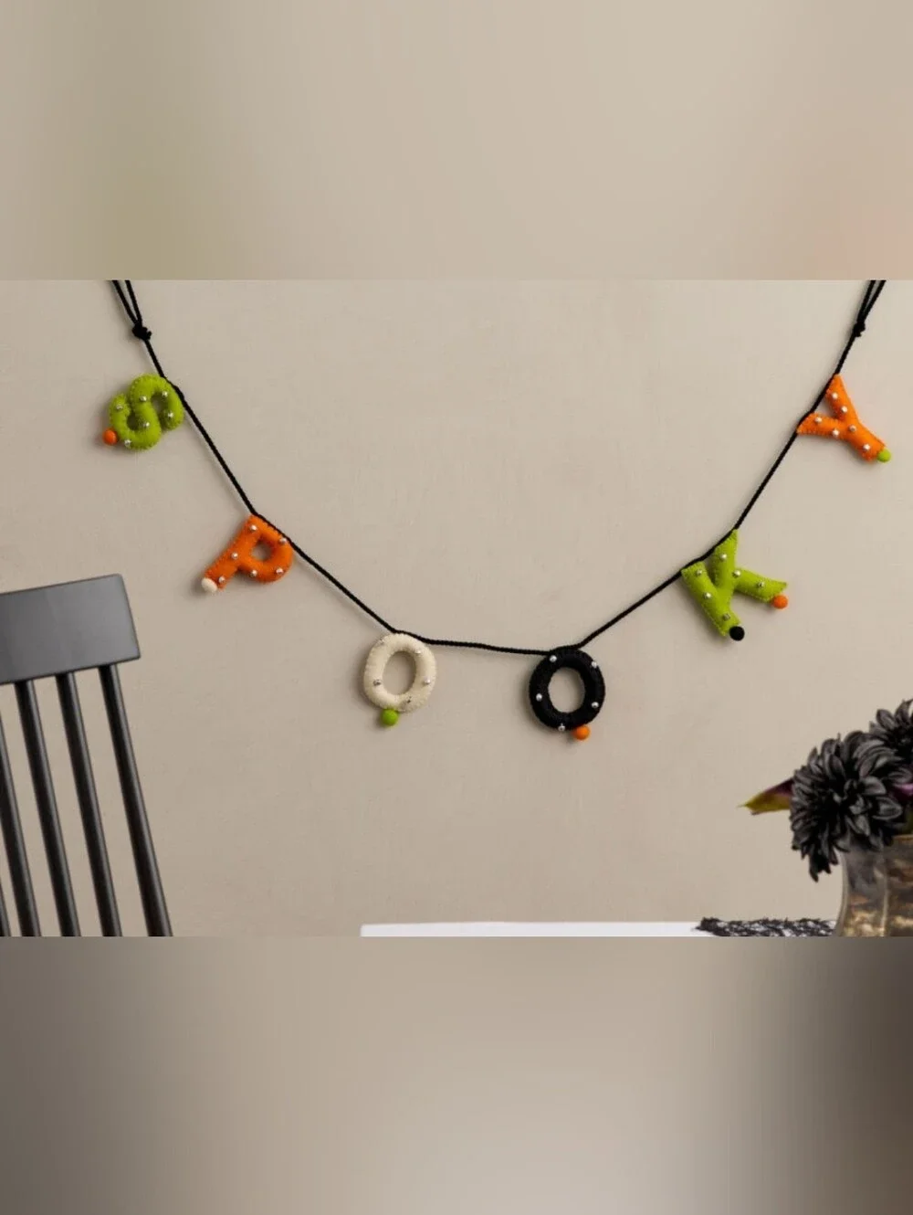 World Market Wool Felt Garland Letters in Black, Cream, Orange & Green